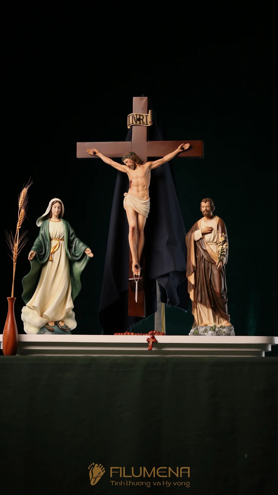 Bàn thờ Thiên Chúa bằng gỗ 1 kệ 3 tầng mã BT3