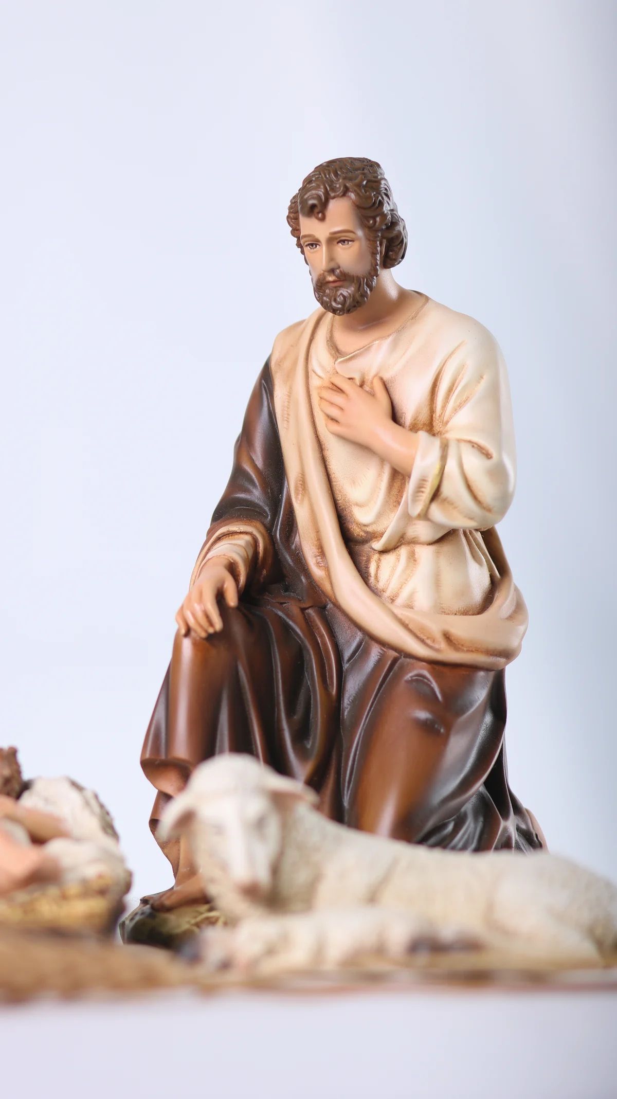 Bộ tượng Giáng sinh mini 20 cm 3 nhân vật tông màu sáng cổ điển