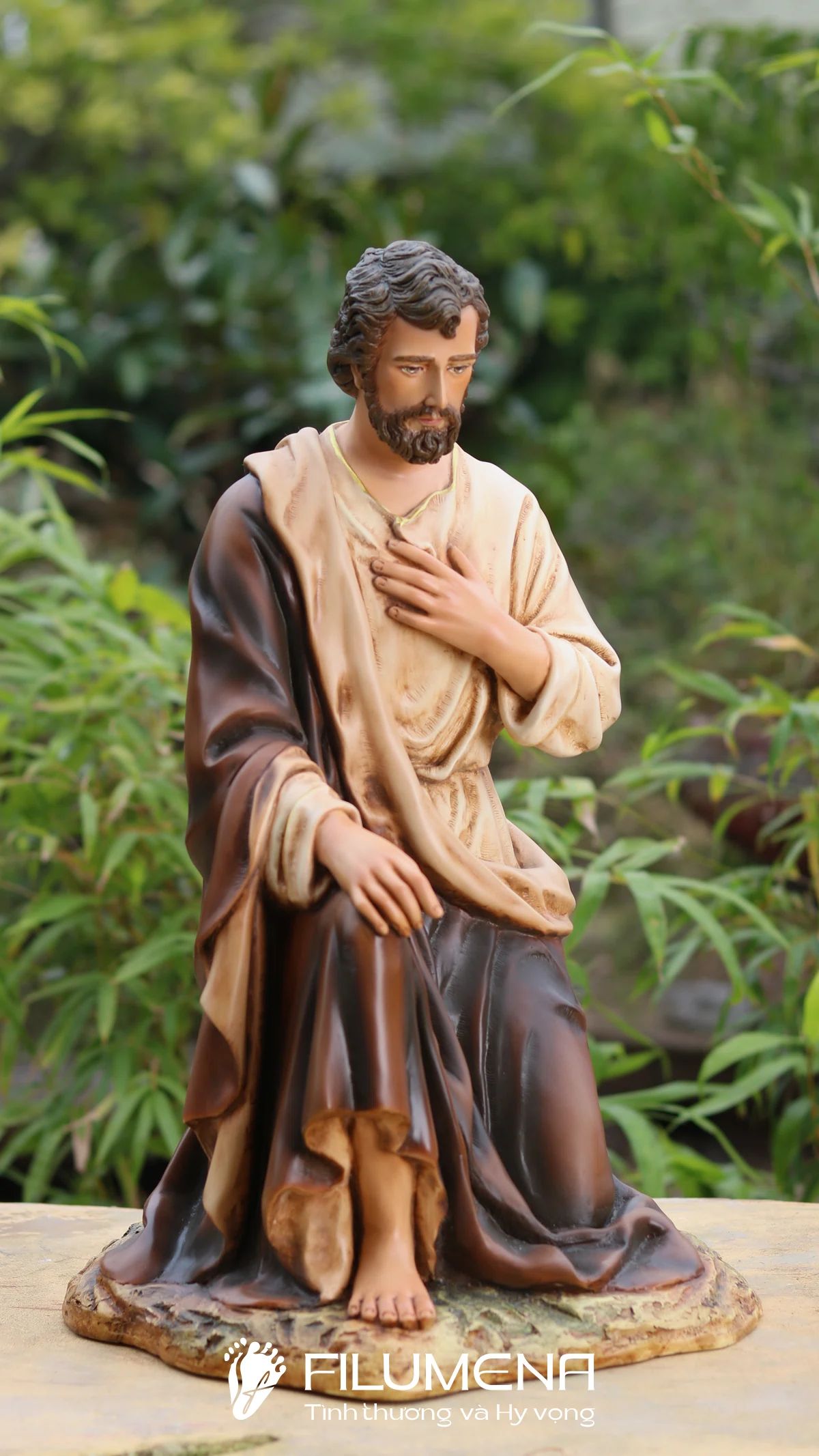 Bộ tượng Giáng sinh 50 cm 5 nhân vật tông màu sáng cổ điển