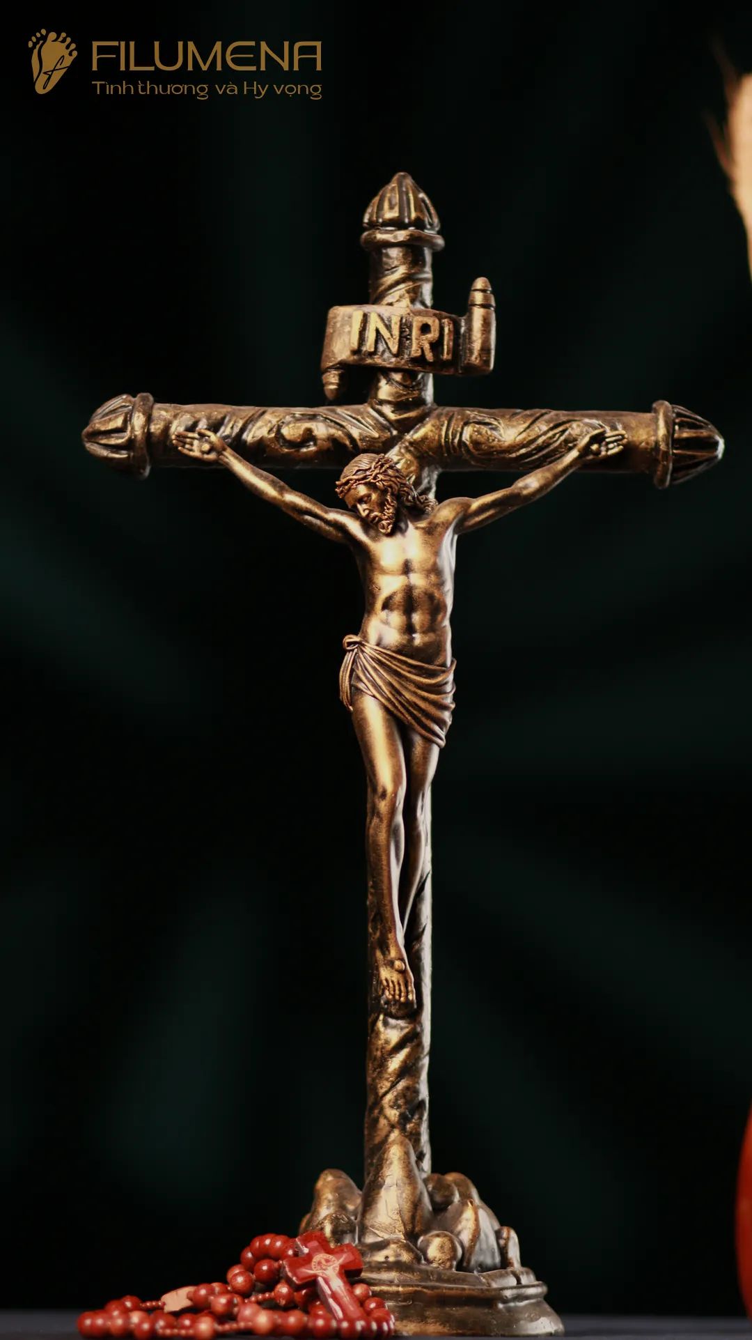 Tượng Chuộc tội để bàn màu đồng, tượng Chúa chịu nạn cao 20 cm, 30 cm