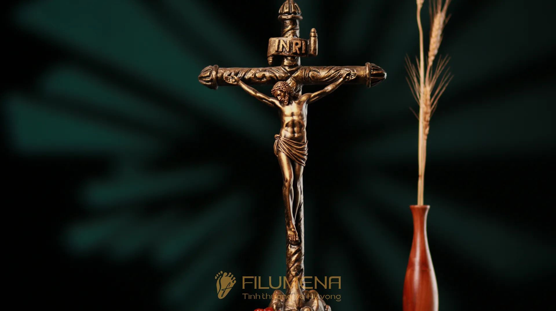 Tượng Chuộc tội để bàn màu đồng, tượng Chúa chịu nạn cao 20 cm, 30 cm