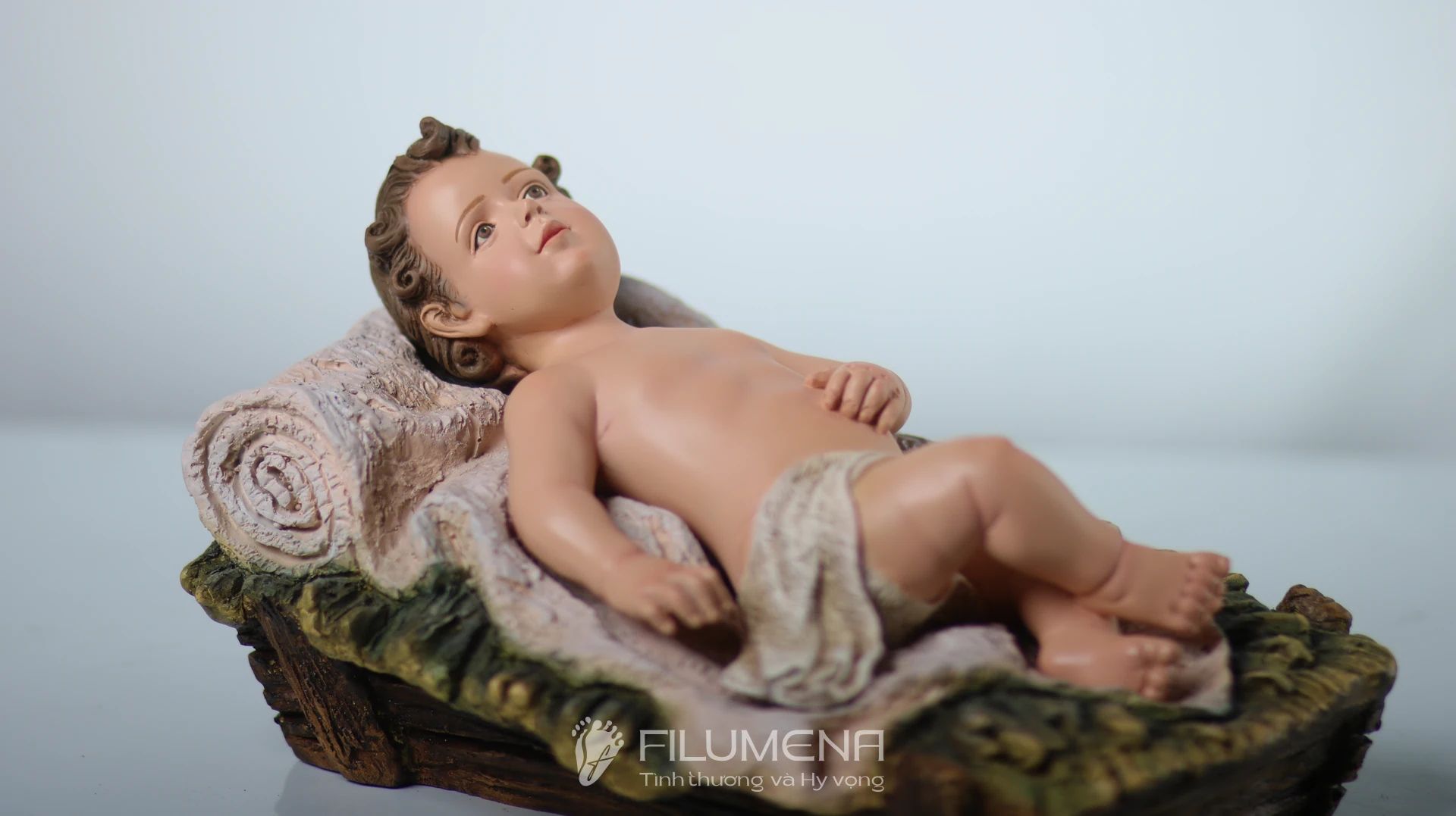 Bộ tượng Giáng sinh 50 cm 5 nhân vật tông màu sáng cổ điển