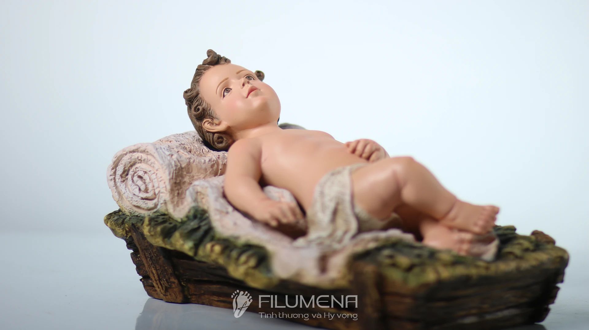 Bộ tượng Giáng sinh 50 cm 5 nhân vật tông màu sáng cổ điển