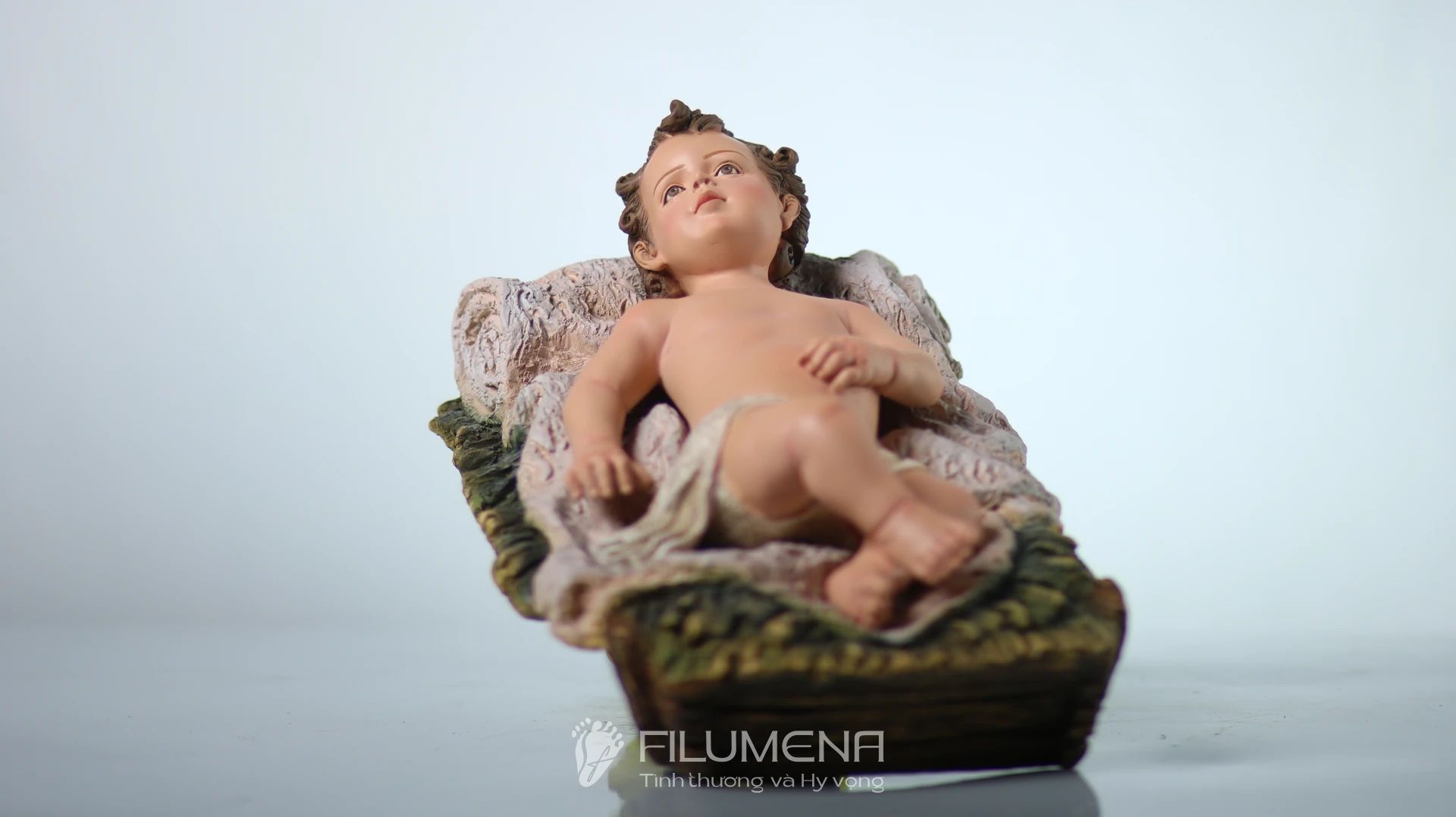 Bộ tượng Giáng sinh 50 cm 5 nhân vật tông màu sáng cổ điển