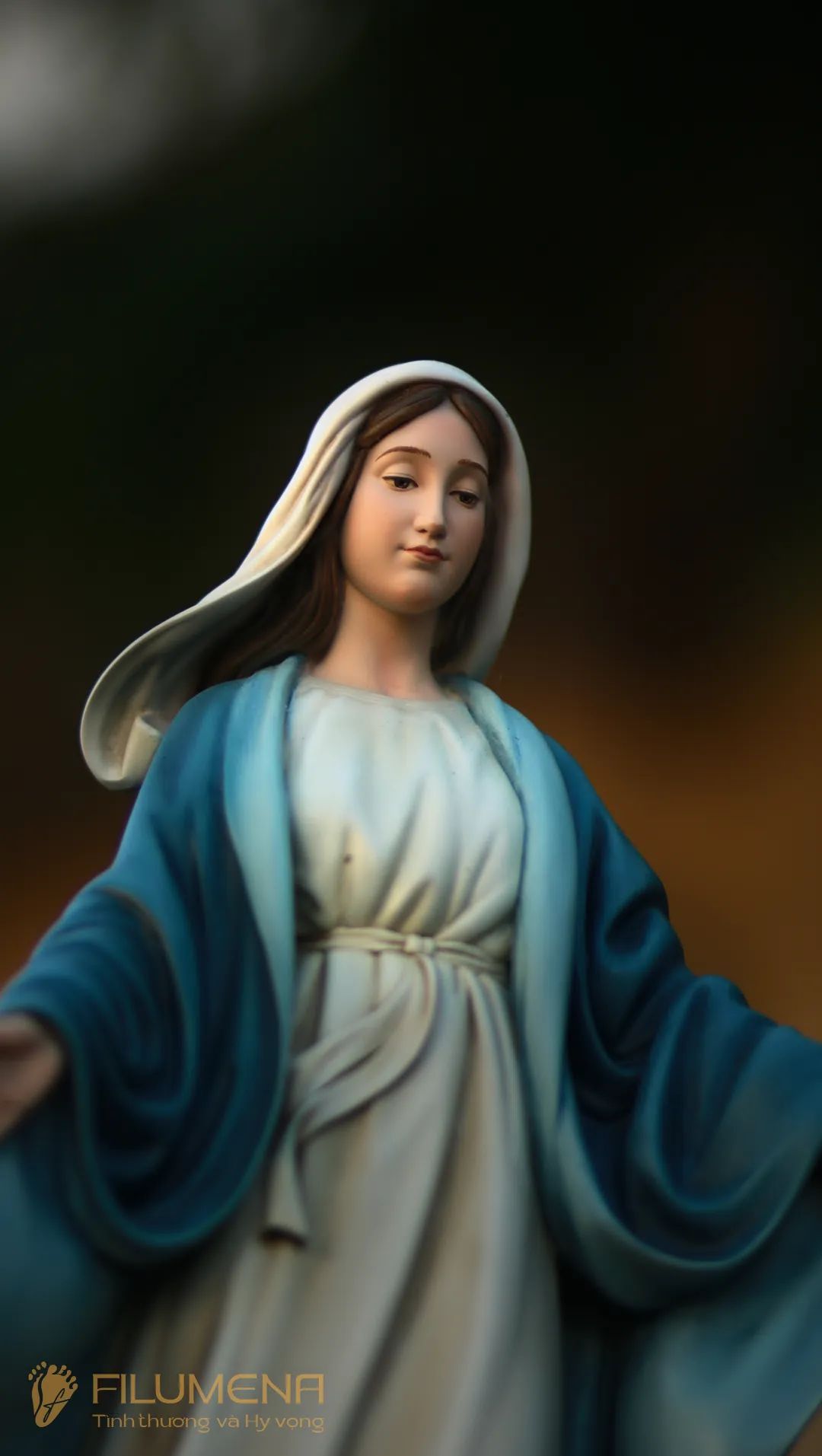 Tượng Đức Mẹ Ban Ơn cao 30 cm, 40 cm màu xanh da trời M1
