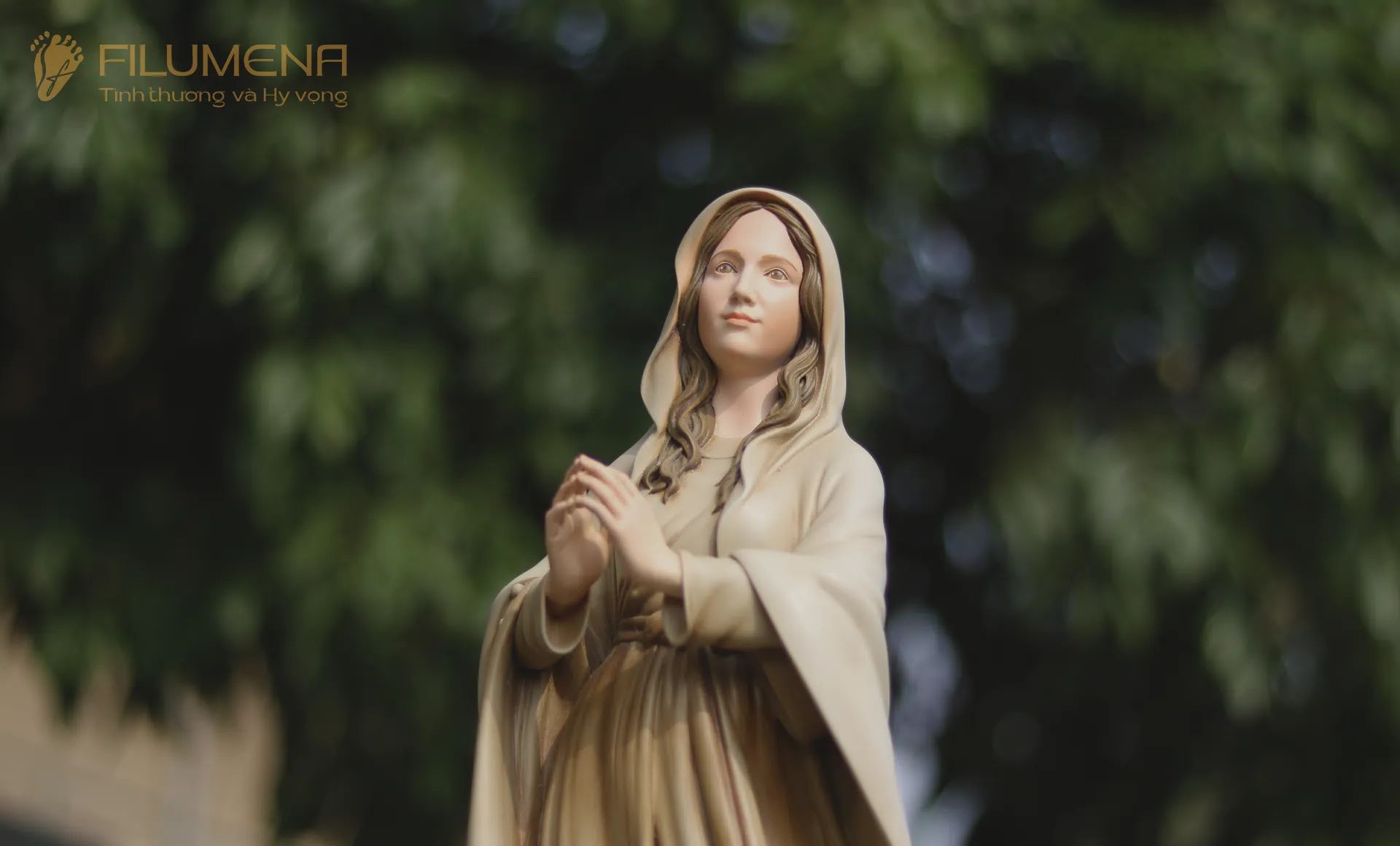 Tượng Đức Mẹ Lộ Đức cao 60 cm vẽ màu thủ công mã M2