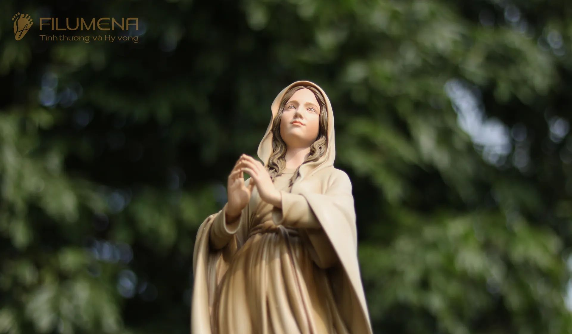 Tượng Đức Mẹ Lộ Đức cao 60 cm vẽ màu thủ công mã M2