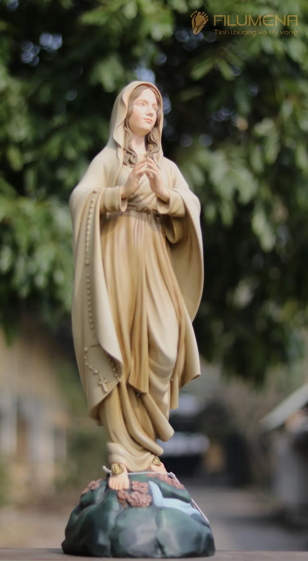 Tượng Đức Mẹ Lộ Đức cao 60 cm vẽ màu thủ công mã M2