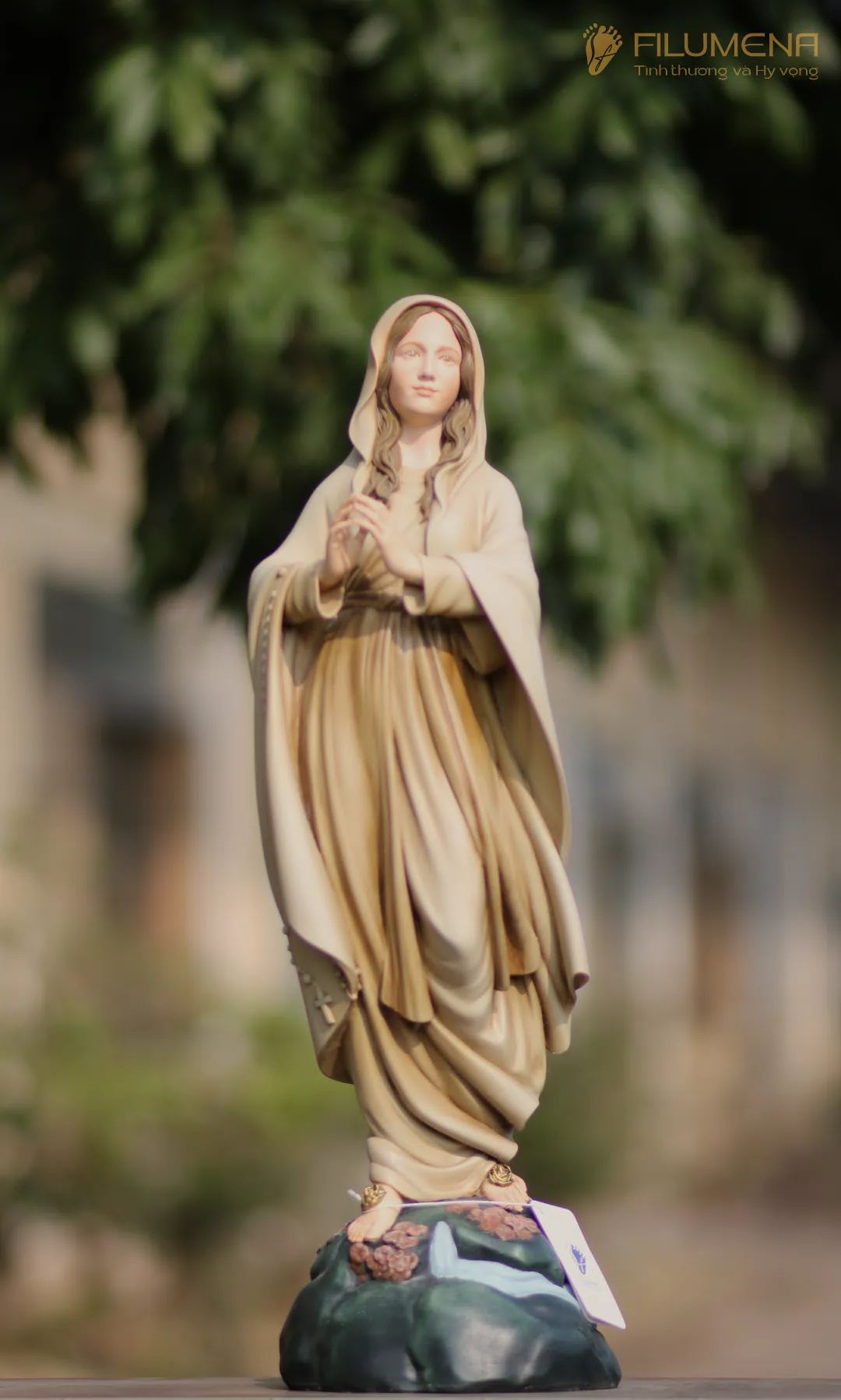 Tượng Đức Mẹ Lộ Đức cao 60 cm vẽ màu thủ công mã M2
