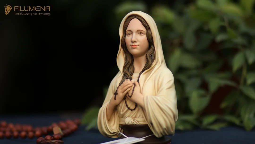 Tượng Đức Mẹ Mân Côi 10 cm, 15 cm, 20 cm màu trắng