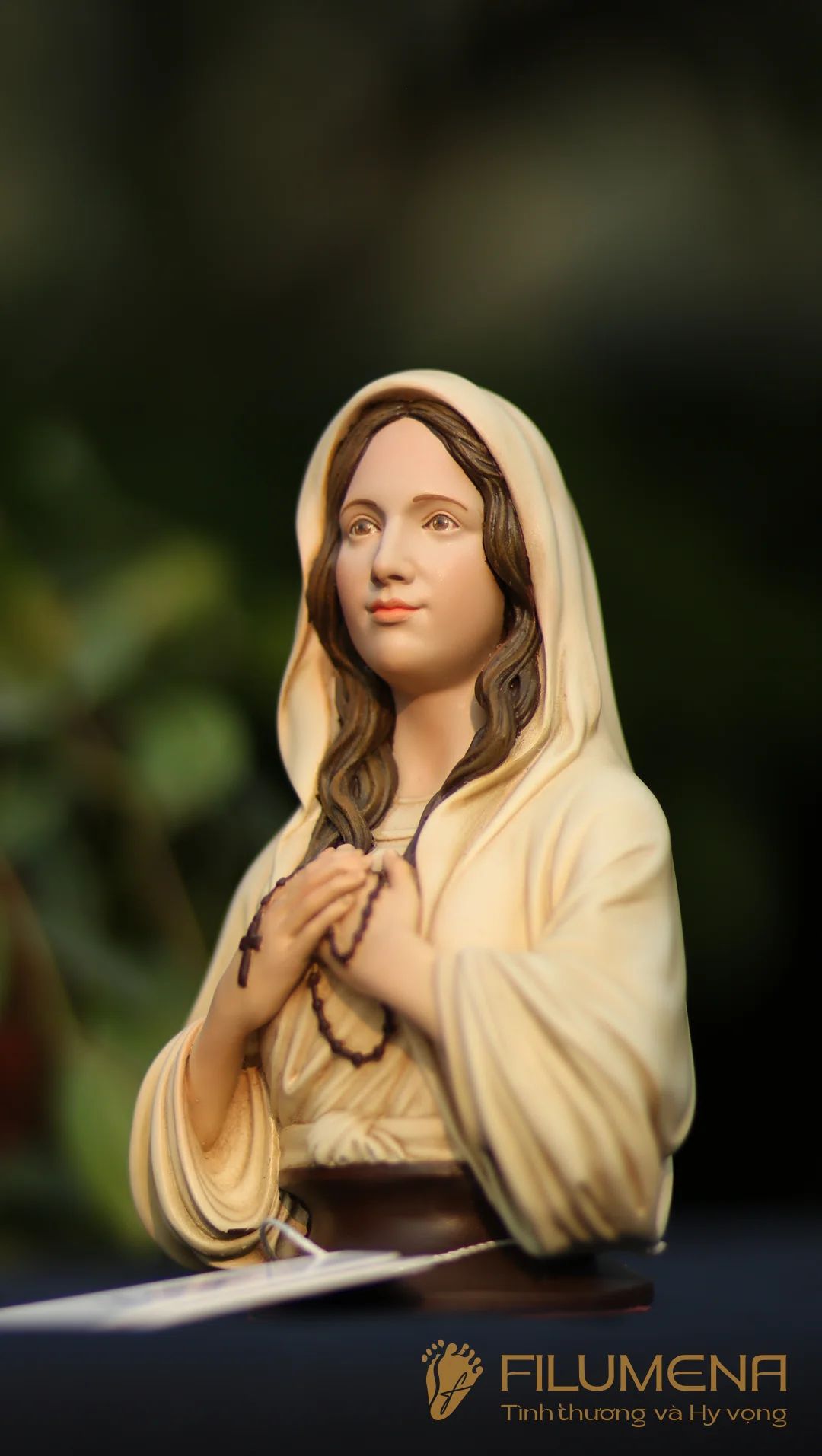 Tượng Đức Mẹ Mân Côi 10 cm, 15 cm, 20 cm màu trắng