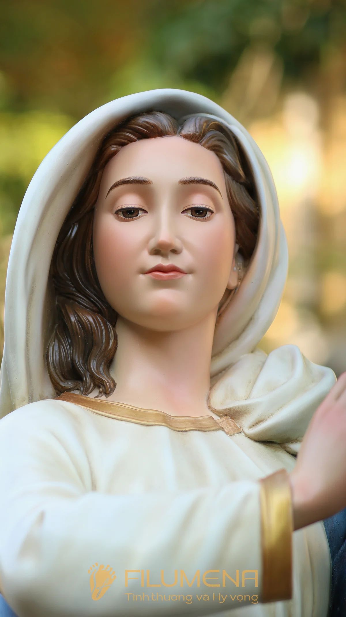 Tượng Đức Mẹ Vô Nhiễm Nguyên Tội cao 120 cm màu xanh trắng