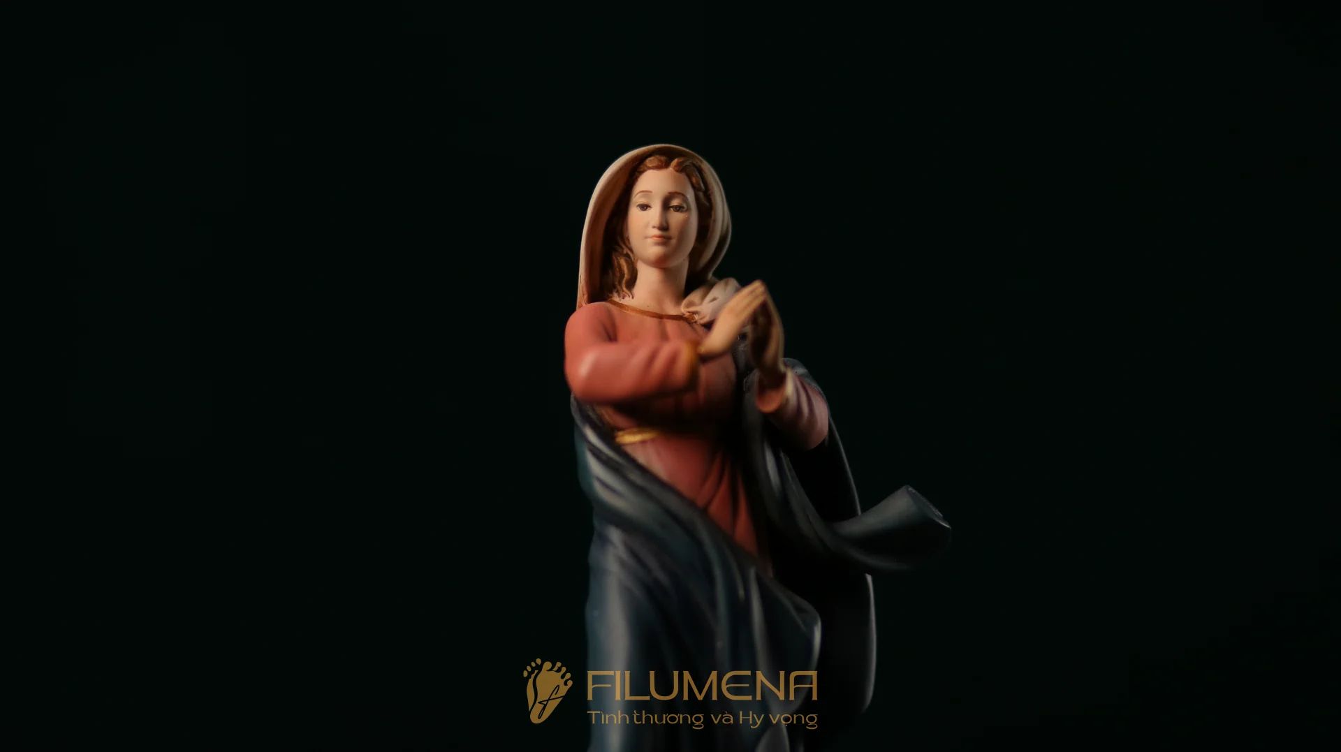 Tượng Đức Mẹ Vô Nhiễm Nguyên Tội cao 15 cm, 20 cm màu cổ điển xanh-hồng mã màu M2