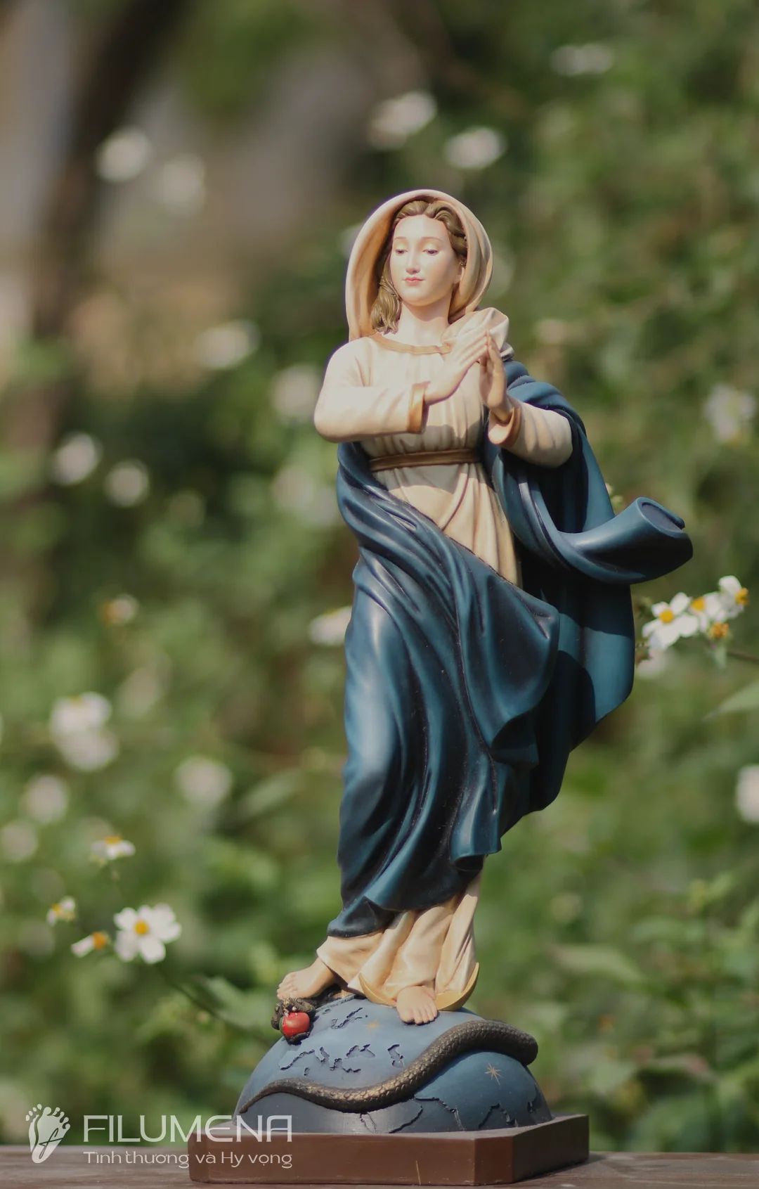 Tượng Đức Mẹ Vô Nhiễm Nguyên Tội cao 50 cm mã màu M1 bằng bột đá