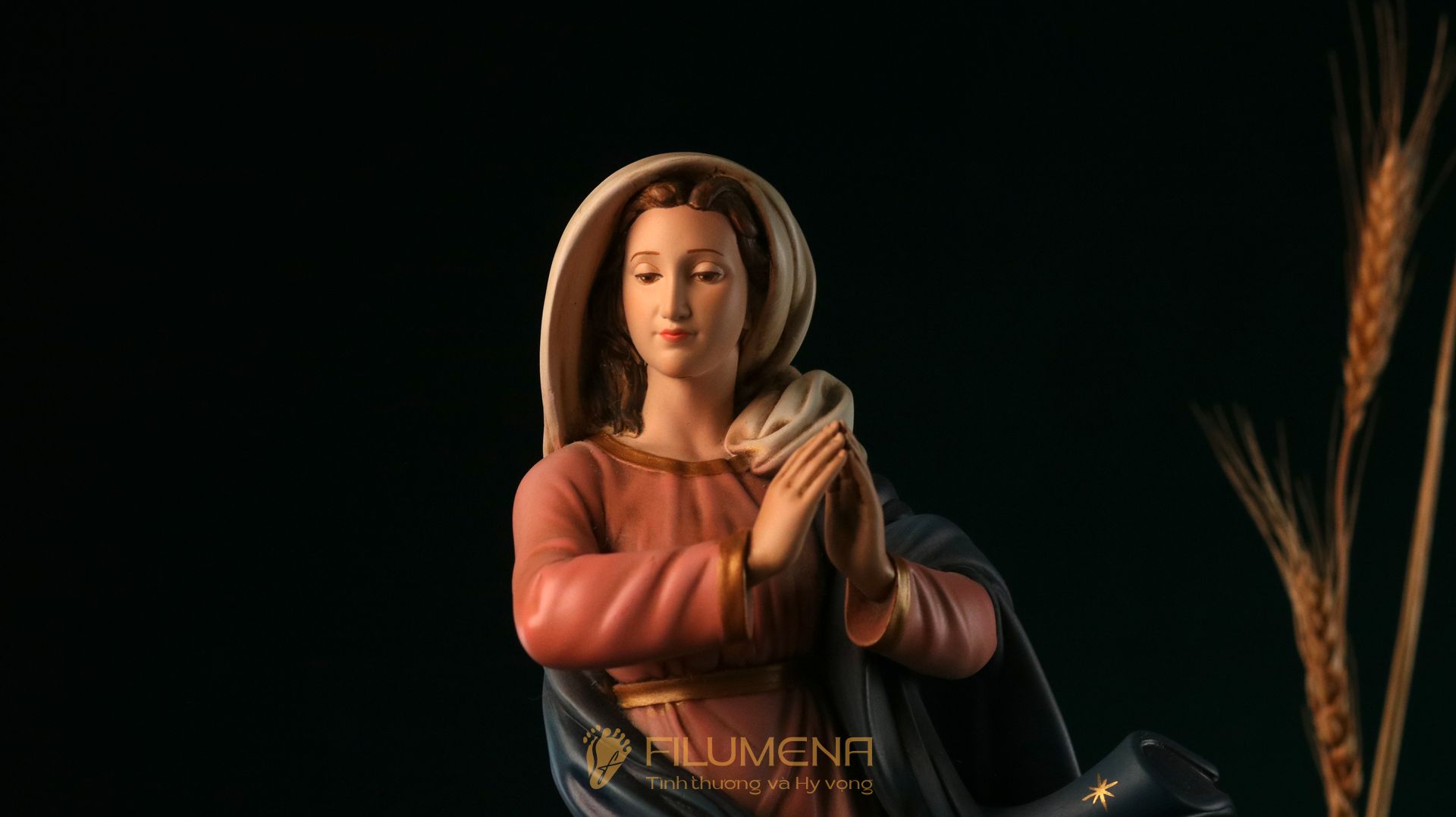 Tượng Đức Mẹ Vô Nhiễm Nguyên Tội cao 40 cm mã màu M2 chất liệu bột đá