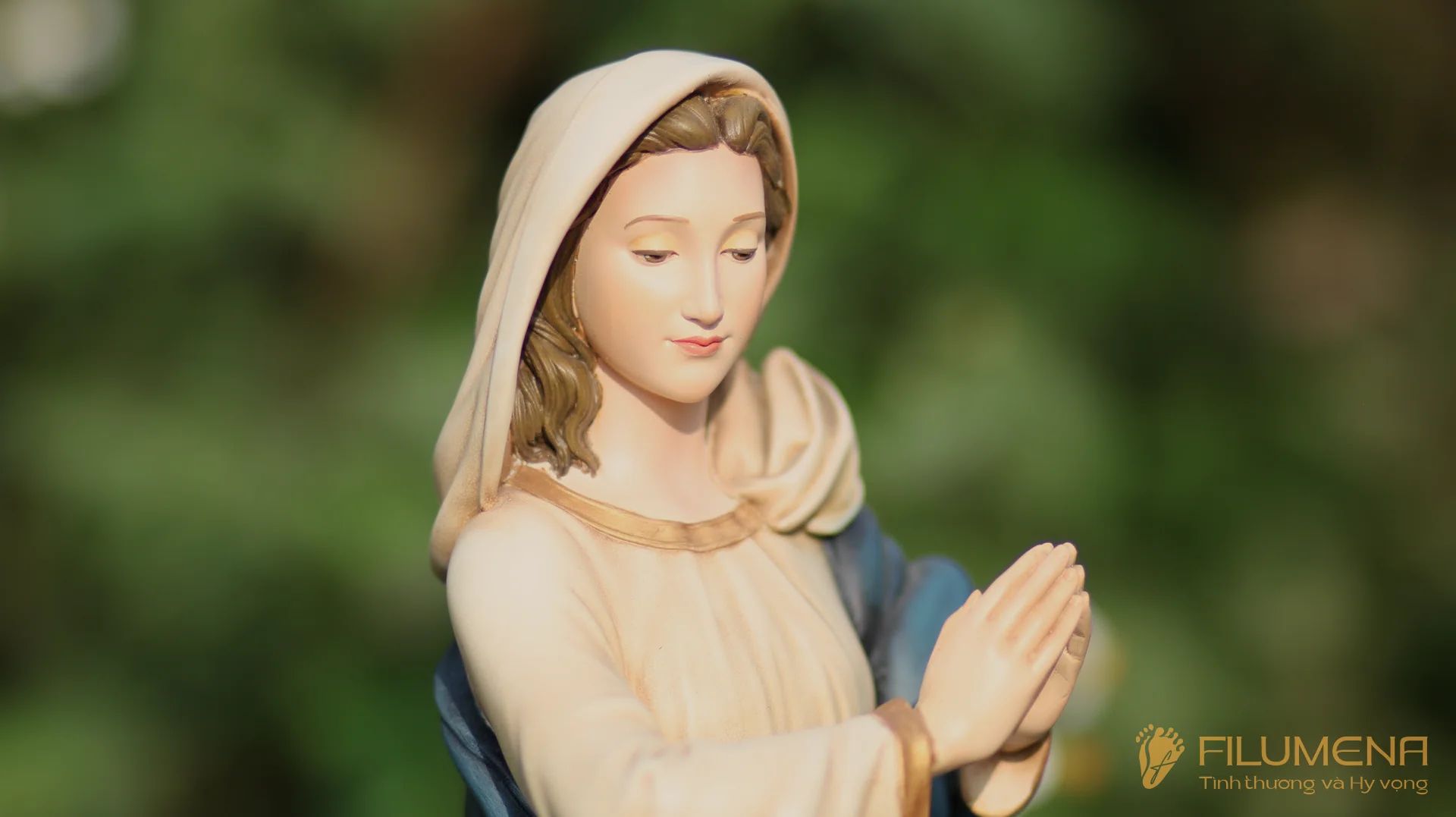 Tượng Đức Mẹ Vô Nhiễm Nguyên Tội cao 50 cm mã màu M1 bằng bột đá