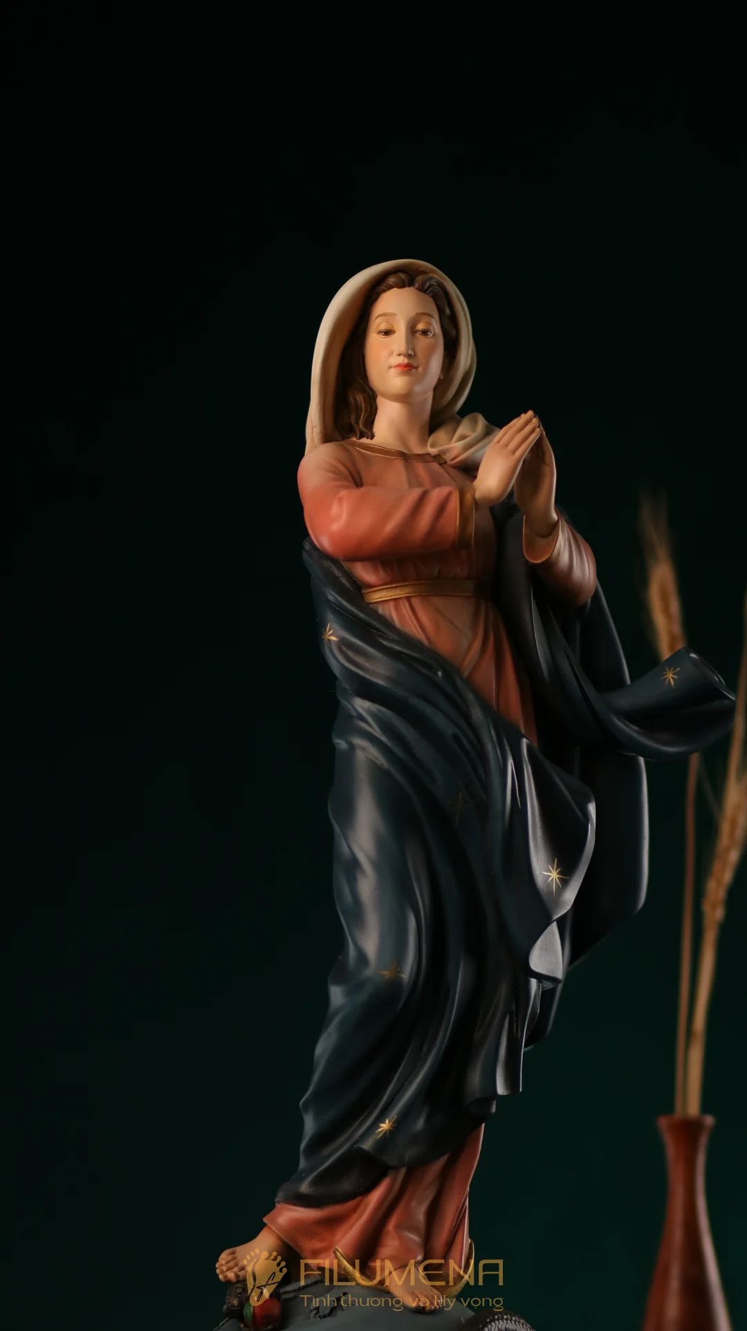 Tượng Đức Mẹ Vô Nhiễm Nguyên Tội cao 50 cm mã màu M2 bằng bột đá