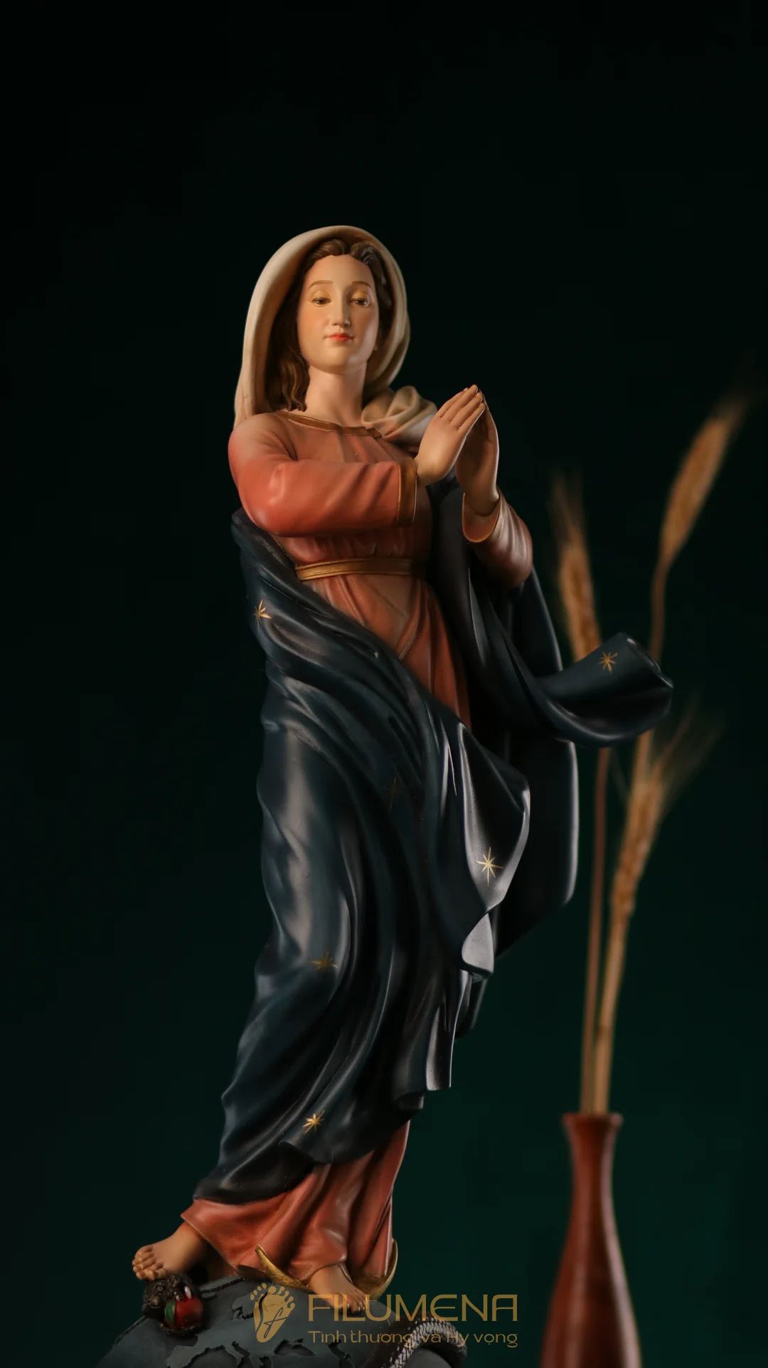Tượng Đức Mẹ Vô Nhiễm Nguyên Tội cao 50 cm mã màu M2 bằng bột đá
