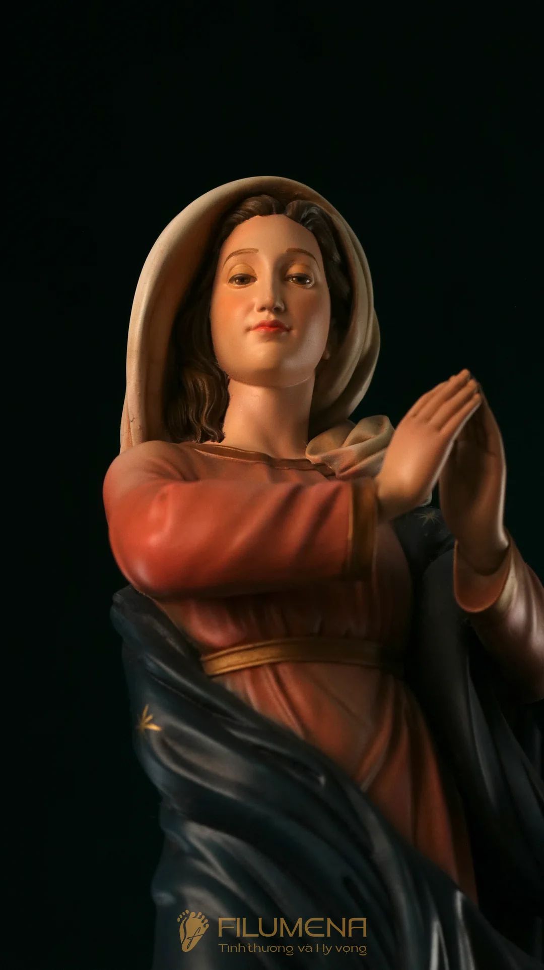 Tượng Đức Mẹ Vô Nhiễm Nguyên Tội cao 50 cm mã màu M2 bằng bột đá