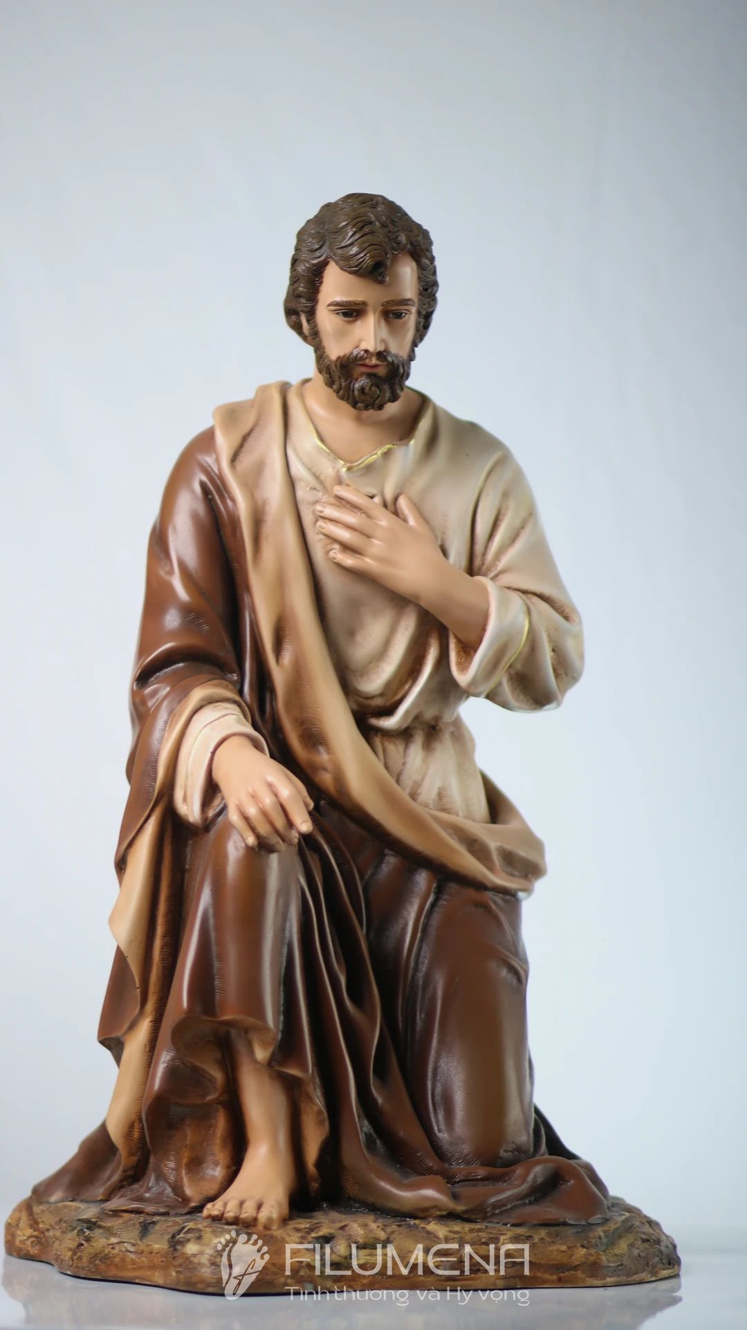 Bộ tượng Giáng sinh 50 cm 5 nhân vật tông màu sáng cổ điển