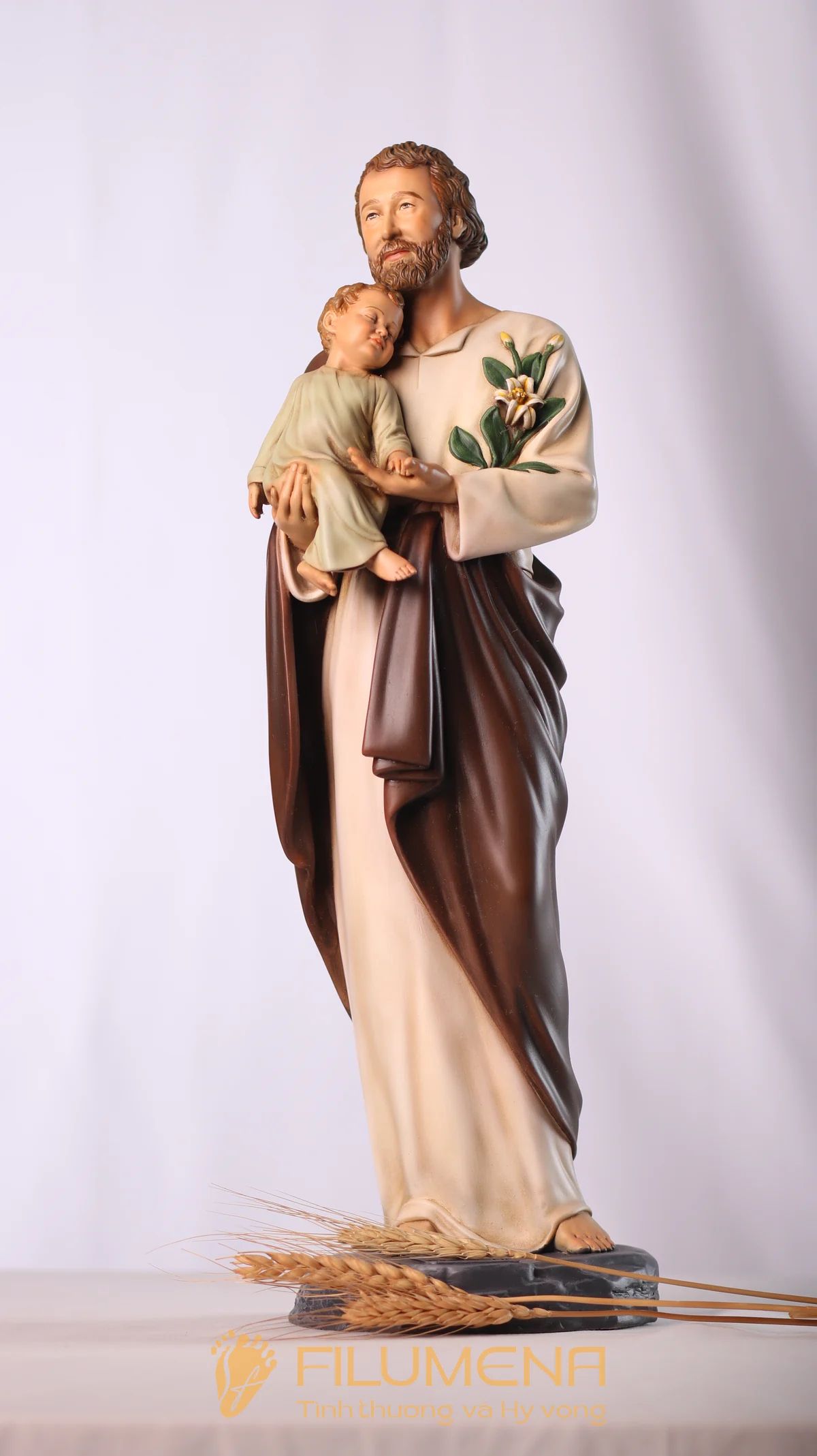 Tượng Thánh Giu-se bế Chúa cao 40 cm màu M1
