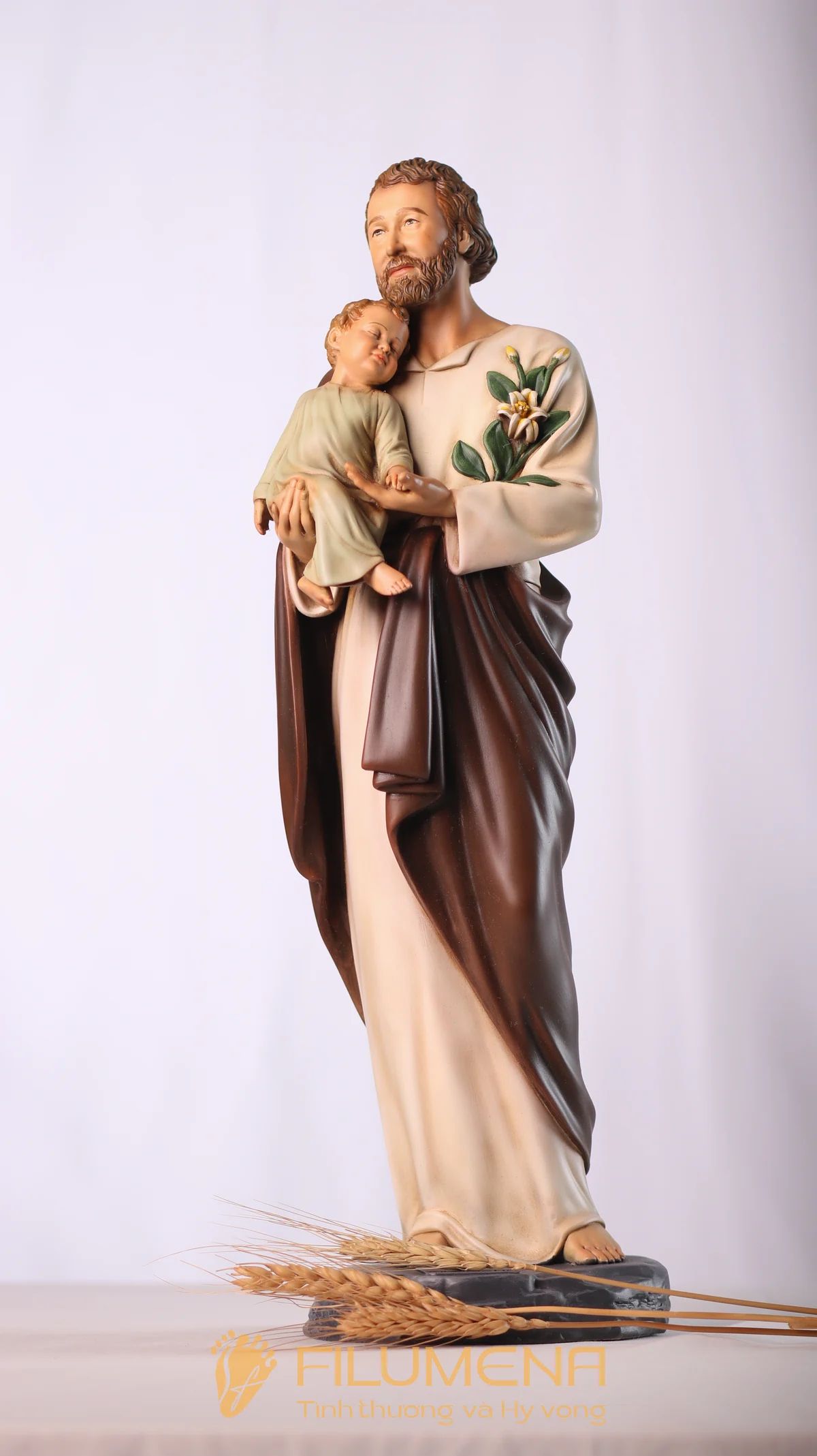 Tượng Thánh Giu-se bế Chúa cao 40 cm màu M1