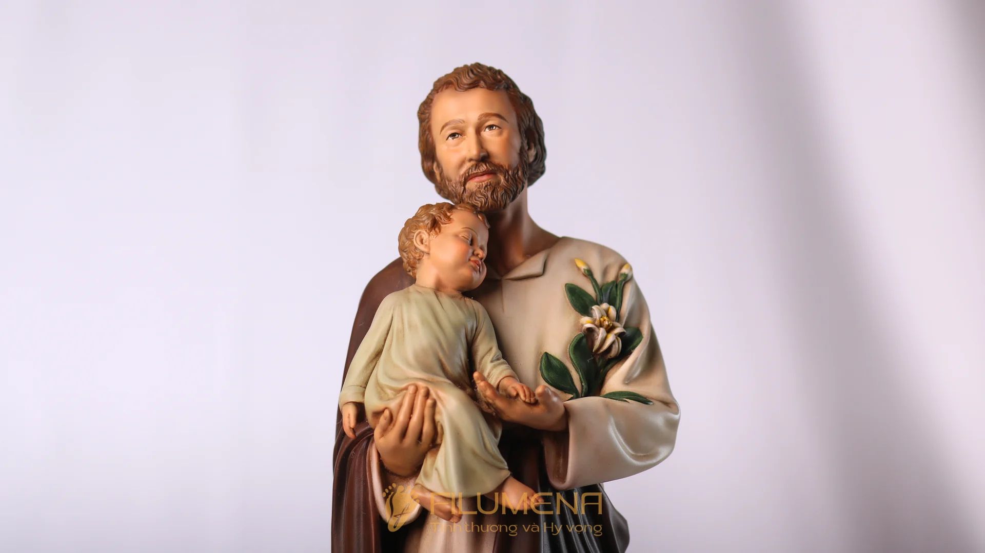 Tượng Thánh Giu-se bế Chúa cao 40 cm màu M1