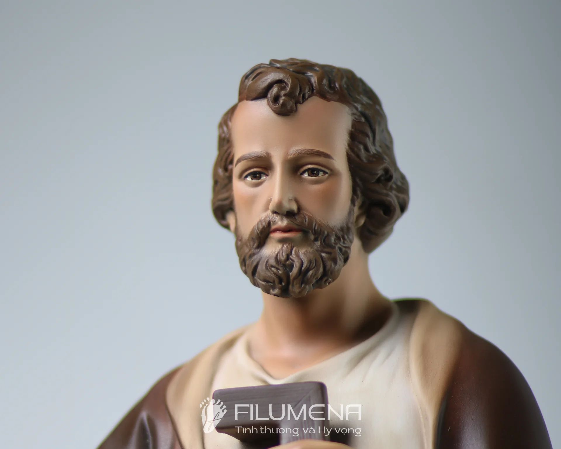 Tượng Thánh Giuse Thợ  50 cm, 60 cm màu nâu trắng